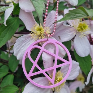 Pastel Pink Heartagram Necklace HIM Inspired Acrylic Jewellery Ville Valo