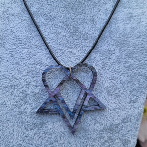 Galaxy Purple Blue Black Heartagram HIM Inspired Necklace Ville Valo Acrylic Jewellery