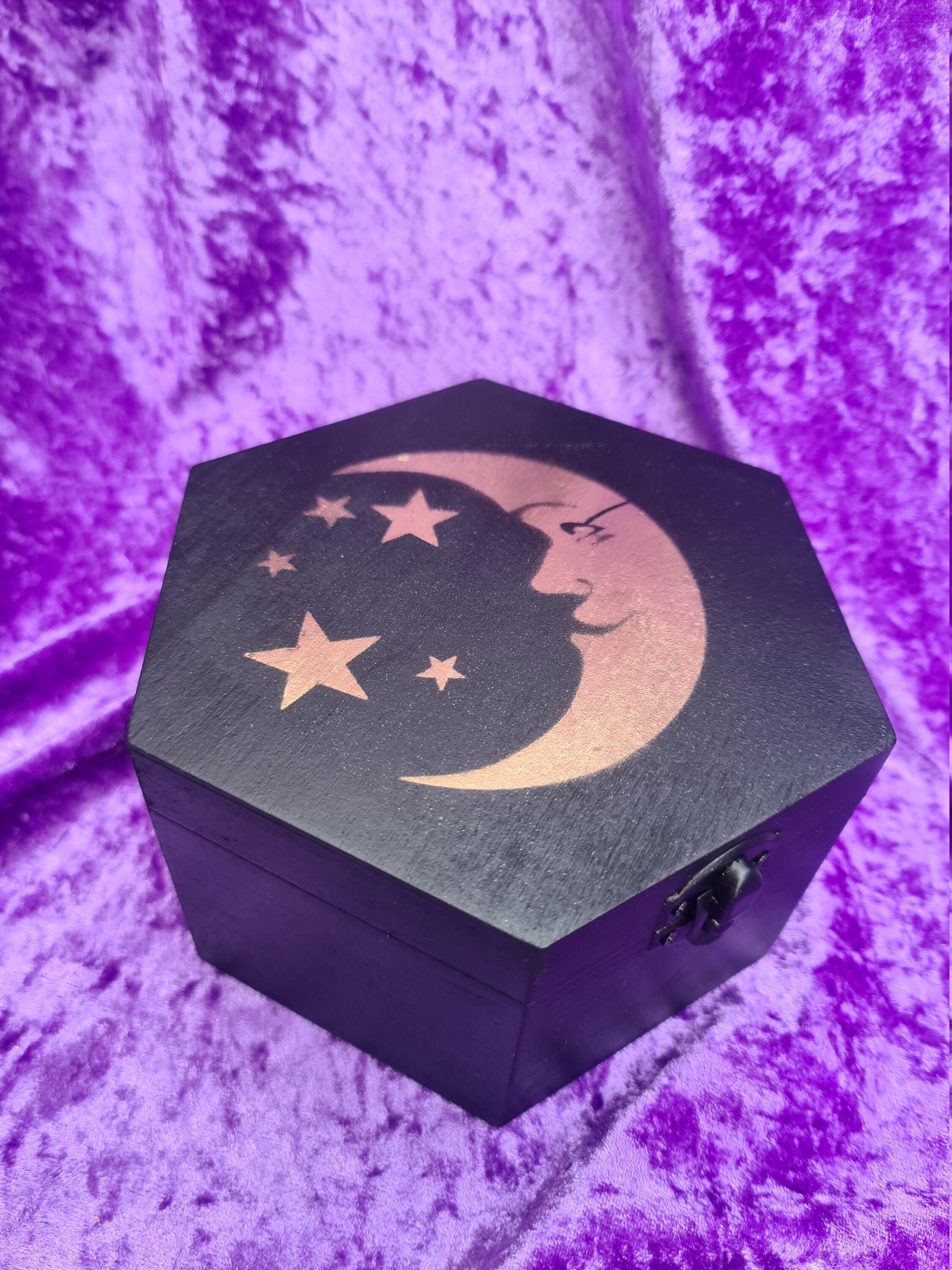 The Moon Wooden Jewellery Box Hand Painted Storage Box Etsy UK