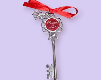 Personalized Metal Santa Key – Custom Christmas Keepsake with Red Ribbon
