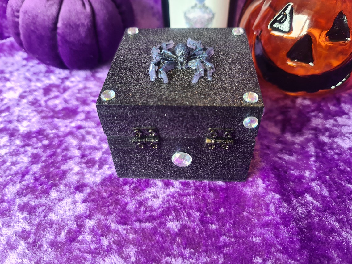 Spider Magical Halloween Treasure Chest Wooden Storage Box Etsy