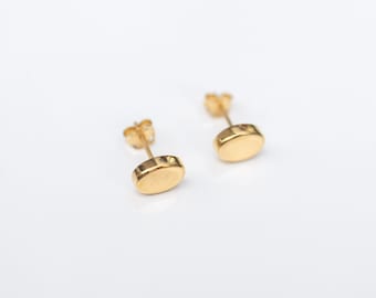 ellipse earrings| stud  earrings| 14K plated gold earrings| geometric earrings|