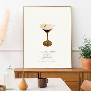 Espresso Martini Trendy Large Printable Art Digital Download Bar Cart Decor Cocktail Recipe Digital Wall Art Download