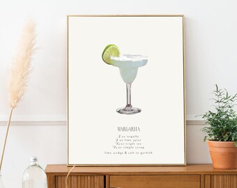 Margarita Trendy Large Printable Art Digital Download Bar Cart Decor Cocktail Recipe