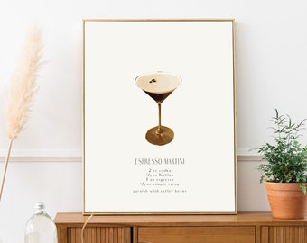 Espresso Martini Recipe Print, Trendy Bar Cart Decor (Digital Download)