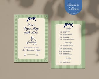 Editable Coastal Bachelorette Party Invitation Template Beach Customizable Bachelorette Invite Canva Editable Printable Digital Download