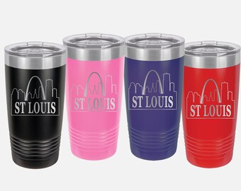 St Louis Arch Skyline Souvenir Tumbler Gift Cup or Water Bottle, Saint Louis Vacation, STL Visitor, Various Colors and Styles, Not Yeti