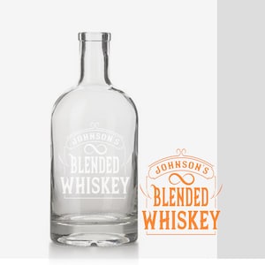 Personalized Infinity Whiskey Blend Bottle Etched Decanter Set & Glasses, Whiskey Lover Gift, 750ml Engraved, Bourbon, Scotch Flourish