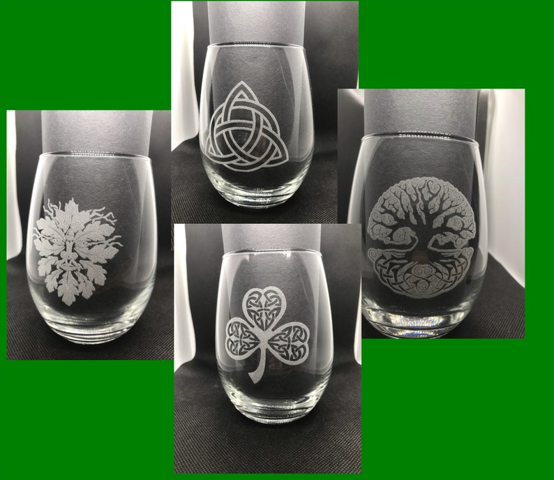 Irish Celtic Designs Engraved Glasses Set of 4 or Single Etsy