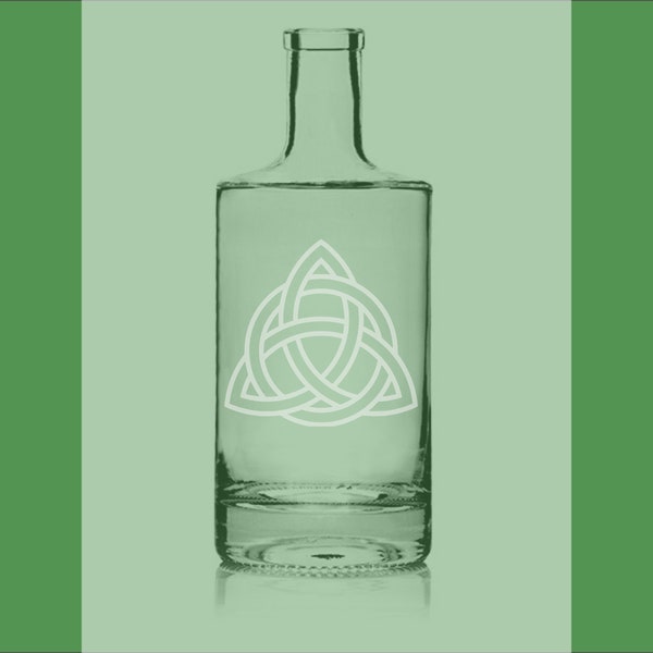 Irish Celtic Design Etched Decanter or Engraved Glasses Set of 4, Trinity Knot, Shamrock, Tree of Life and Green Man St Patricks