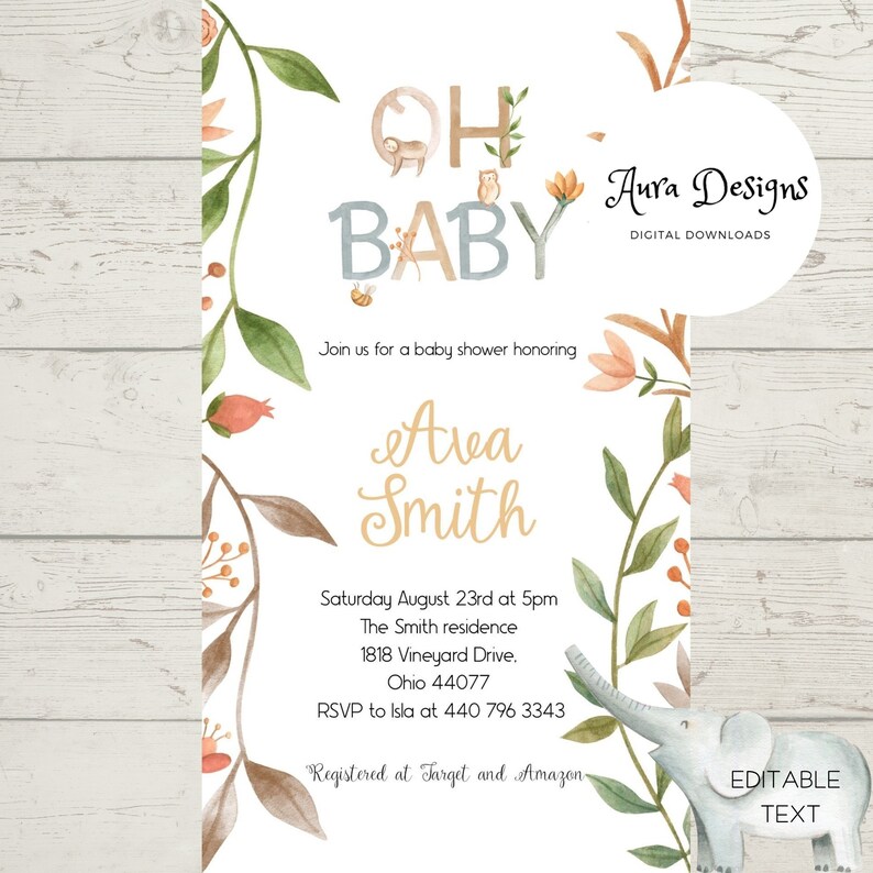 Baby Shower Evite Baby Shower Electronic Invitation Template Etsy