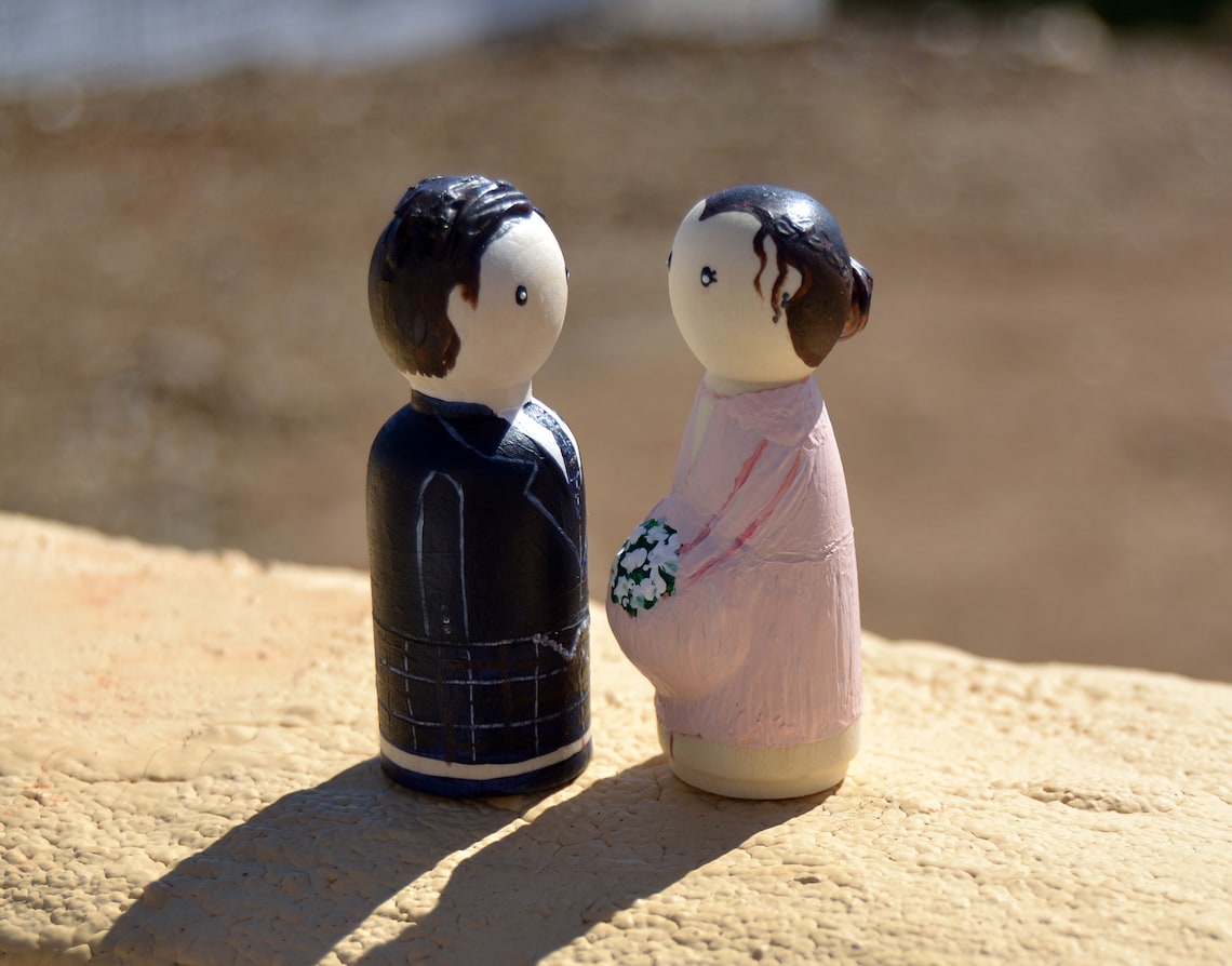 CUSTOM Wedding Peg Dolls  Marriage Peg Dolls  Bride & Groom image 8