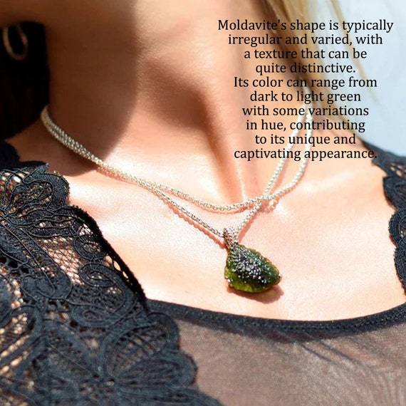 Handmade 925 Sterling Silver Czech Moldavite Pendant: Rough Healing Gemstone