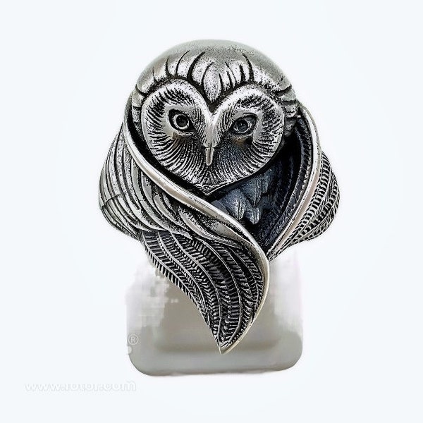 Bague réglable hibou rare bague en argent antique bague gothique tendance bague en argent hibou bague hibou oxydé bijoux animaux bague amoureux des oiseaux