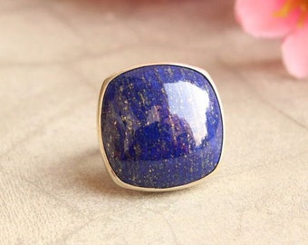 lapis lazuli Ring 925 Solid Sterling Silver Ring Square lapis Lazuli Cabochon Ring Gorgeous Best Quality Statement Ring Handmade Silver Ring