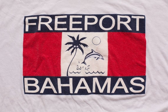 80s-90s Freeport Bahamas T-Shirt, M, Flag Logo, V… - image 2