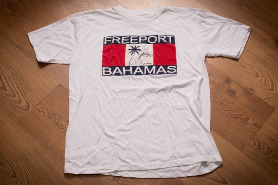 80s-90s Freeport Bahamas T-Shirt, M, Flag Logo, V… - image 1