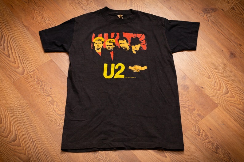 80s U2 Under A Blood Red Sky T-Shirt, S/M, Vintage 1983, Rock and Roll Band Graphic Tee, Bono, Signal, 1980s