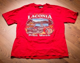 Vintage 85th Annual Laconia NH Bike Week Souvenir Green Biker T