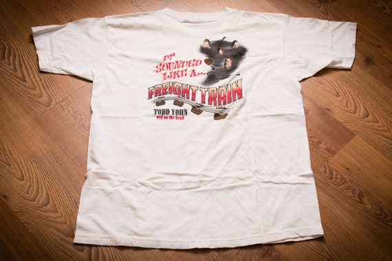 90s Todd Yohn T-shirt, XL, Parody Comedian Musician, Vintage, Red