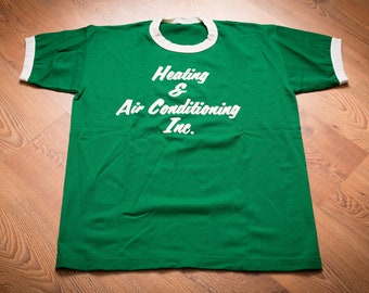 Heating & Air Conditioning Inc Mesh Jersey T-Shirt, L, Vintage Ringer Tee, HVAC Company Sportswear