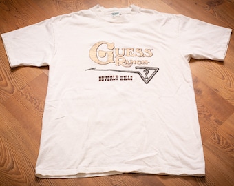 90s Guess Ranch Beverly Hills T-Shirt, L, Georges Marciano, Vintage Tee, Branding Iron Logo