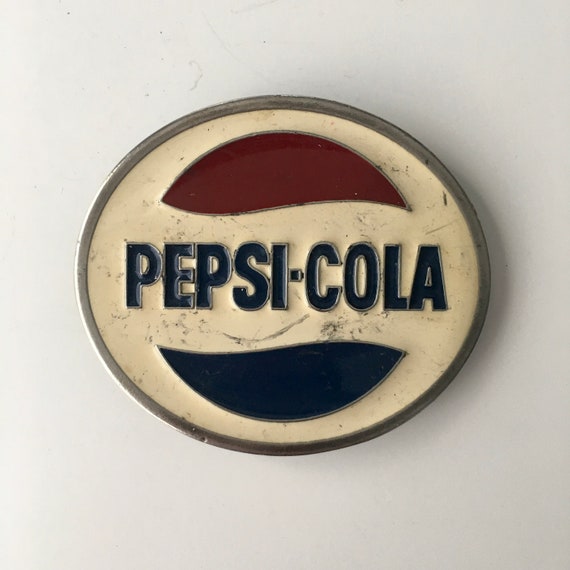 80s-90s Pepsi-Cola Logo Metal & Enamel Belt Buckl… - image 1