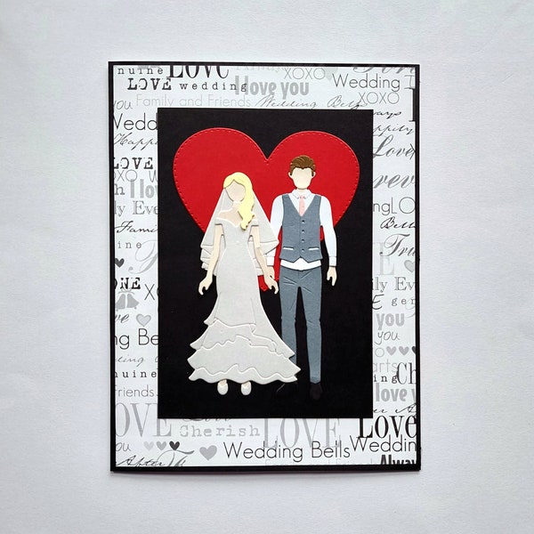 Wedding card, Wedding day, Wedding gift, Bridal, Bride and Groom, Mr and Mrs, Special day, Special couple, Friend, Congrats, Handmade card