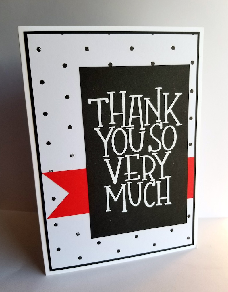 Thank You Card Thank You So Very Much Greeting Card Handmade Card Thanks Card Polka Dots
