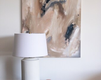 Original Beige and Blue Abstract Painting, 30x40 Canvas Artwork