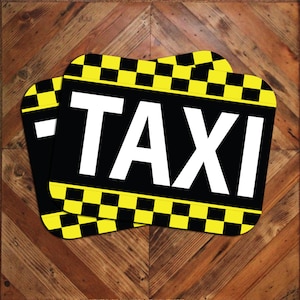 Pair of TAXI Transport Service Car Magnet Signs Transportation Vehicle Door Signage Driver Ride Recognition Generic Text Magnetic Display