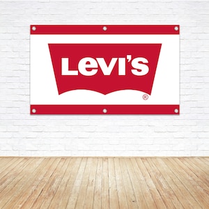 For LEVI&#39;S Brand Exposure Vinyl Banner Sign Retail Apparel Clothing Boutique Clothes Jeans Vendor Stand Branding Storefront Signage Display