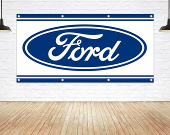 Ford Logo Vinyl Banner: Automotive Garage Decor