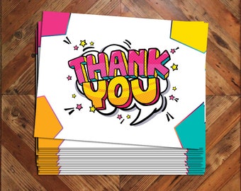 Playful Colorful Thank You Cards: 3x4" Extra Thick Cardstock