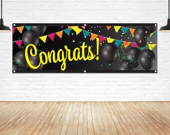 Congrats! Vinyl Banner: Graduation, Birthday, Celebration
