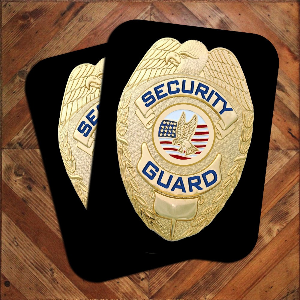 Security Guard Star Center Shield Badge Gold