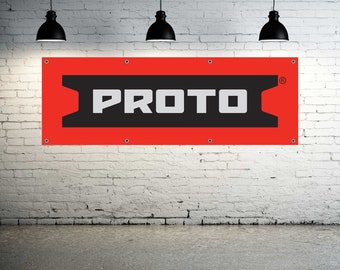 PROTO Tools Red Vinyl Banner: Garage, Shop, Man Cave Decor