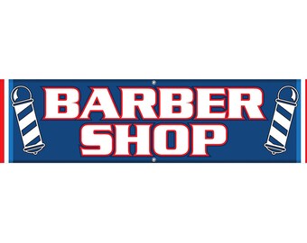 BARBERSHOP Generic Vinyl Banner Sign Barber Stylist Haircut Shop Signage Storefront Hanging Display
