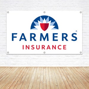 For FARMERS INSURANCE Brand Exposure Vinyl Banner Sign Coverage Broker Agency Office Kiosk Canopy Branding Display Signage Aviso Aseguranza