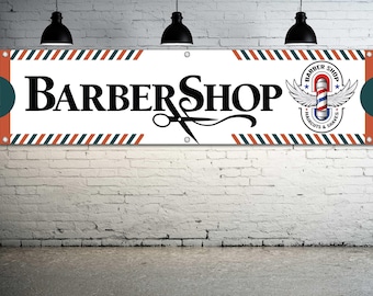 BARBERSHOP Coupes de cheveux et rasage Enseigne publicitaire en vinyle générique Présentoir de devanture