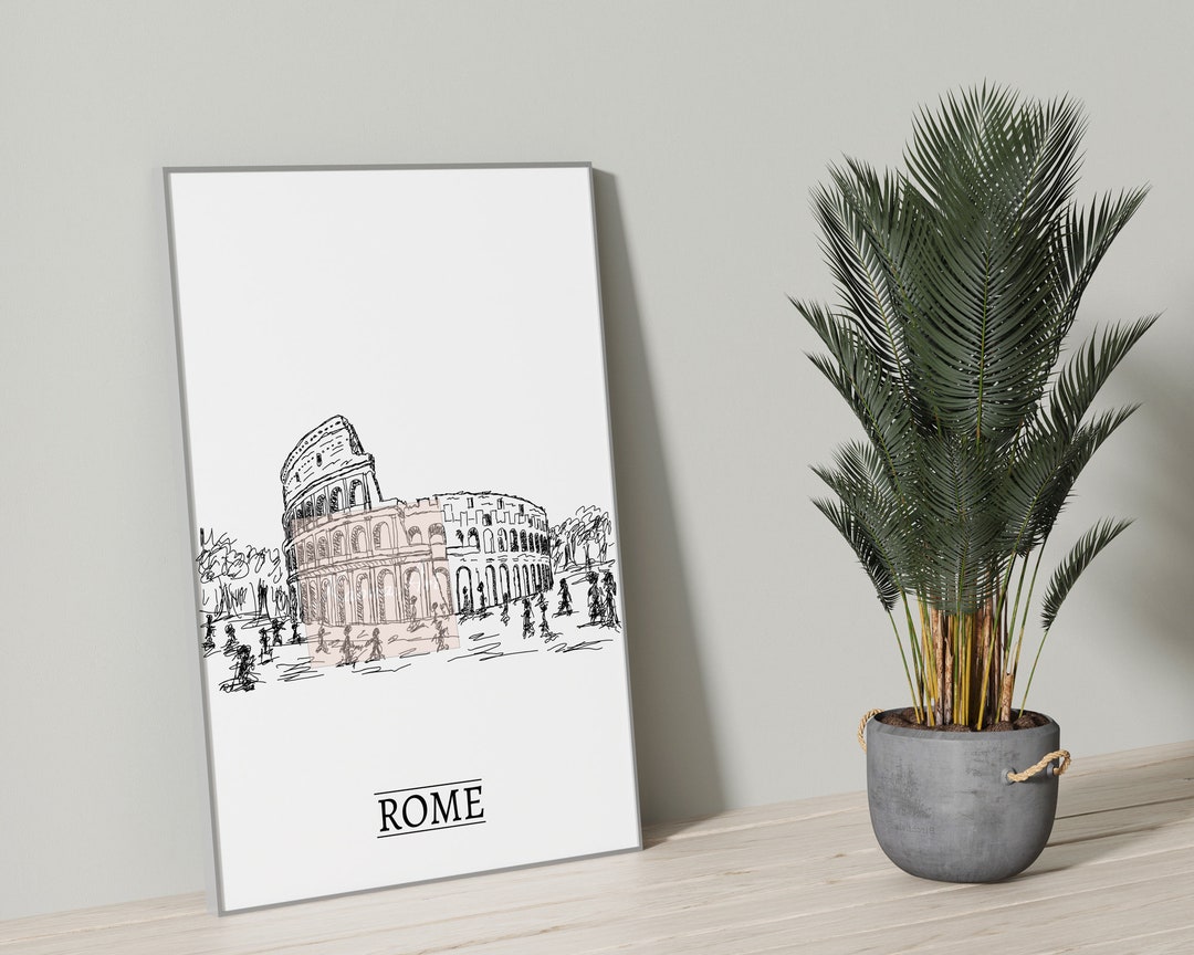 Rome Skyline, Abstract City Art, Rome Travel Print, City Sketch Digital ...