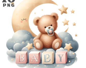Bear clipart, teddy bear clipart, cute bear png, baby bear clipart, little bear clipart, pastel bear clip art, Digital design