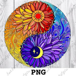 Yin Yang Mandala PNG, Blumen Mandala png, Mandala digitale Datei, bunte Png, Printable digitaler Download, Animal Prints, Clipart