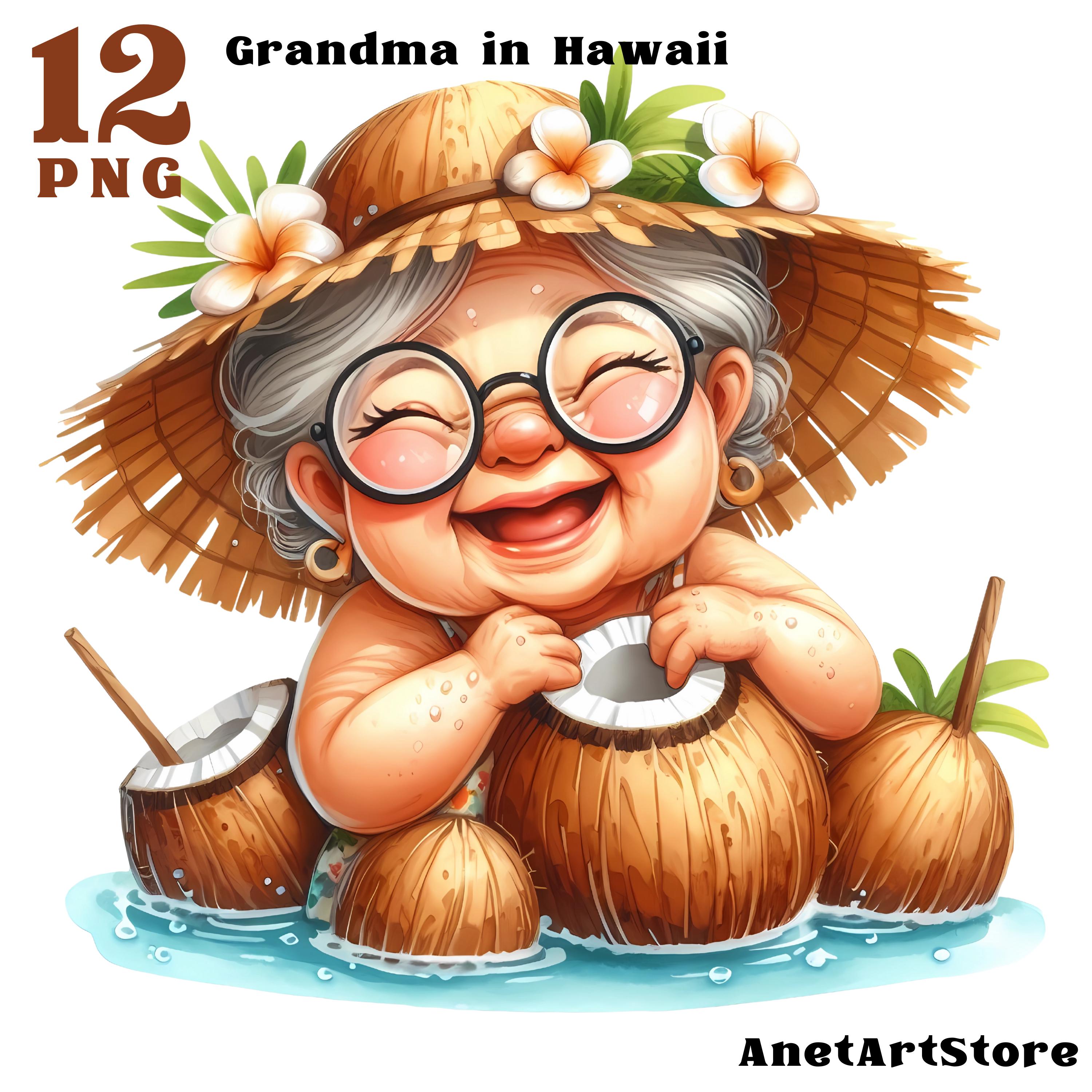 ✨aiken grandma✨ Grandma in Hawaii Clipart, Grandmother Clipart, Tropical Clipart