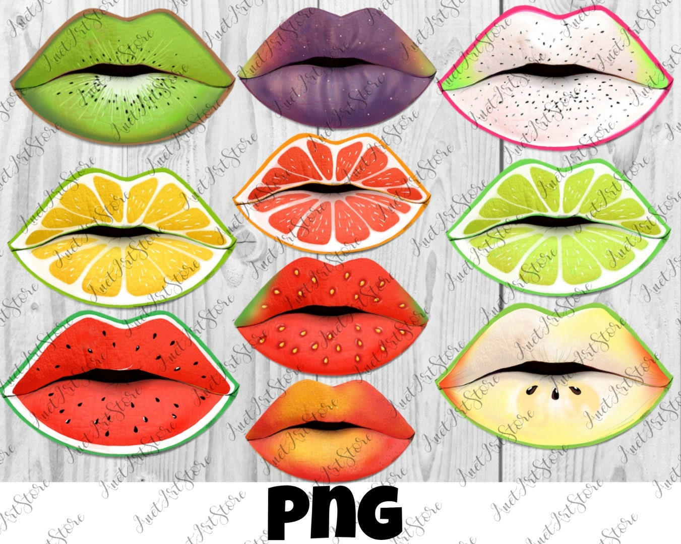 Fruit lips PNG clipart lips sticker digital print | Etsy
