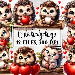 Hedgehog clipart, hedgehogs clipart, spring clipart, birthday clip art, Wall Art Decor, Printable Digital Download,Animal Prints