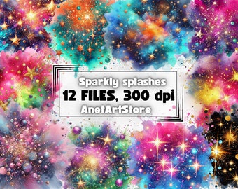 Splash, watercolour splashes, Sparkly splash, glitter splash, Wall Art Decor, Printable Digital Download