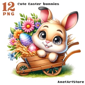Easter clipart, easter bunny png, easter egg clip art, Easter sublimation, Easter design Cute bunny illustration Easter rabbit clipart