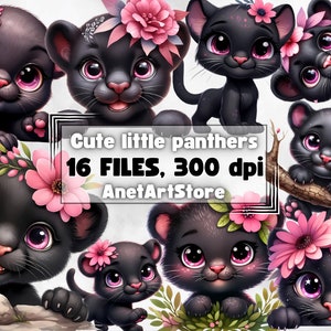 Panther clipart, panther png, black cat, safari animals clipart, cute animals clip art, Sublimation design download, Digital design