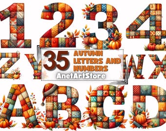 Alphabet clipart Fall alphabet Autumn alphabet Fall letters Autumn letters Fall numbers Autumn numbers Fall font Autumn font Fall clipart